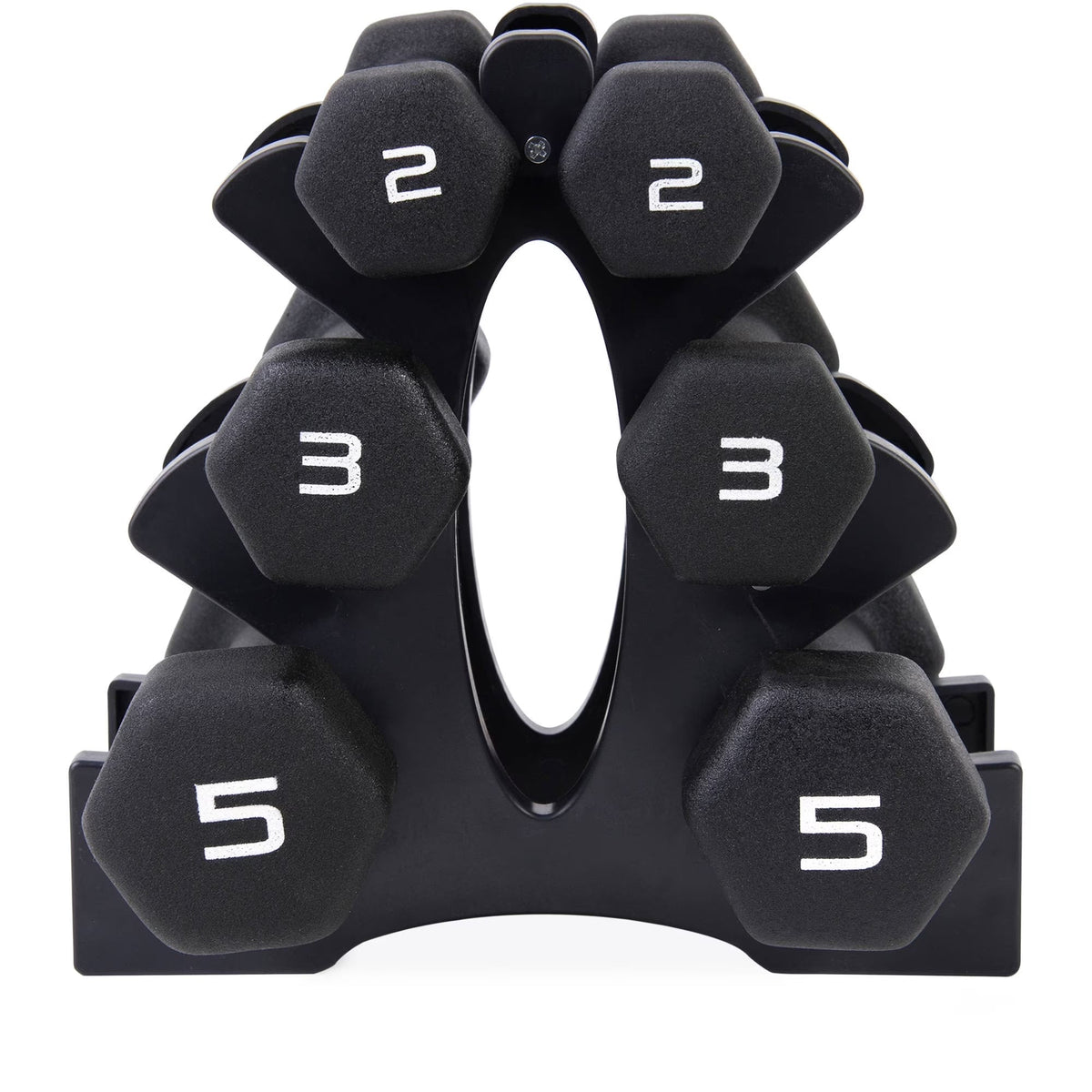 32LB Neoprene Dumbbell Set with Rack – Black