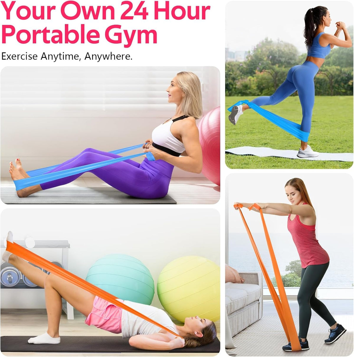 Resistance Bands Set – Exercise Bands for Pilates, Yoga & Therapy