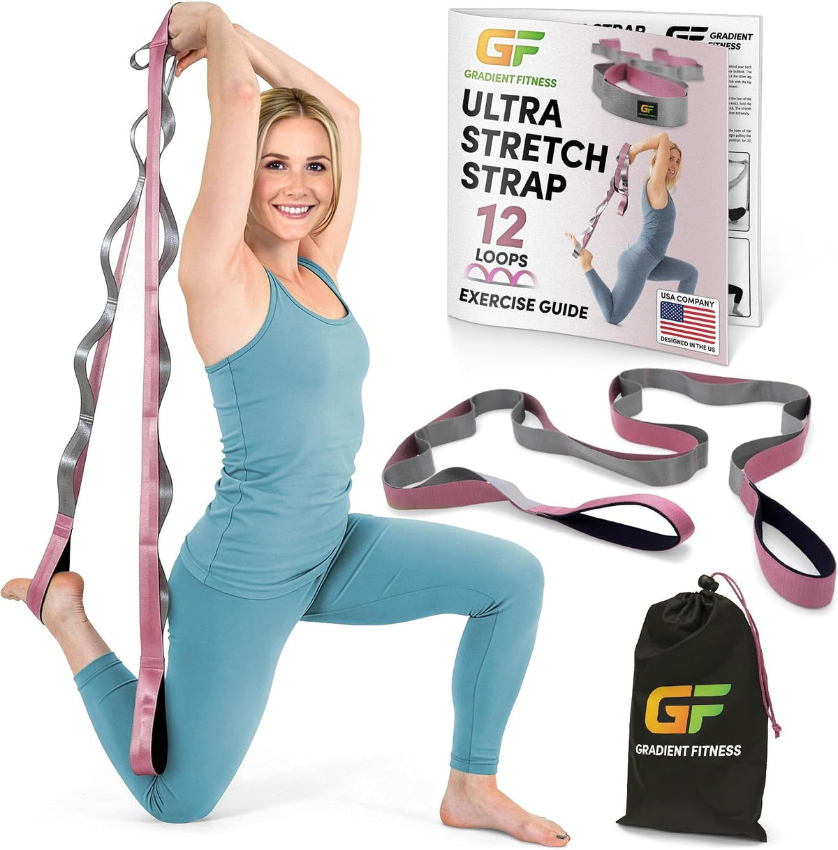 Physical Therapy Stretch Strap – 12 Loops, 1.5-Inch Wide