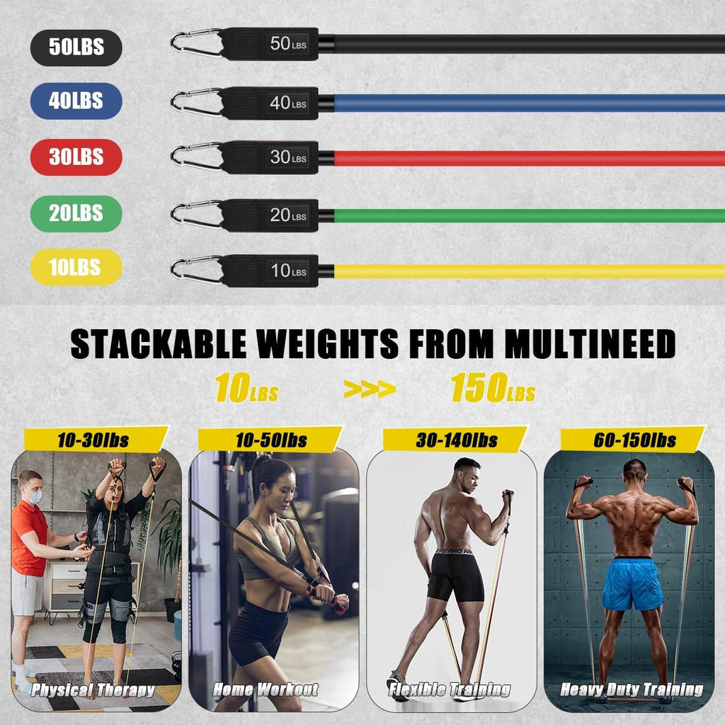23-Piece Resistance Bands Set – 5 Stackable Exercise Bands