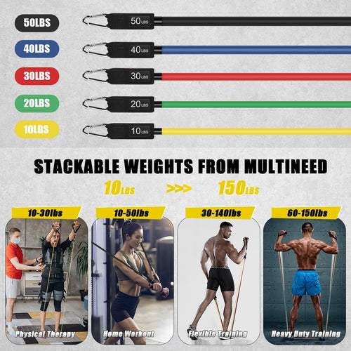 23-Piece Resistance Bands Set – 5 Stackable Exercise Bands