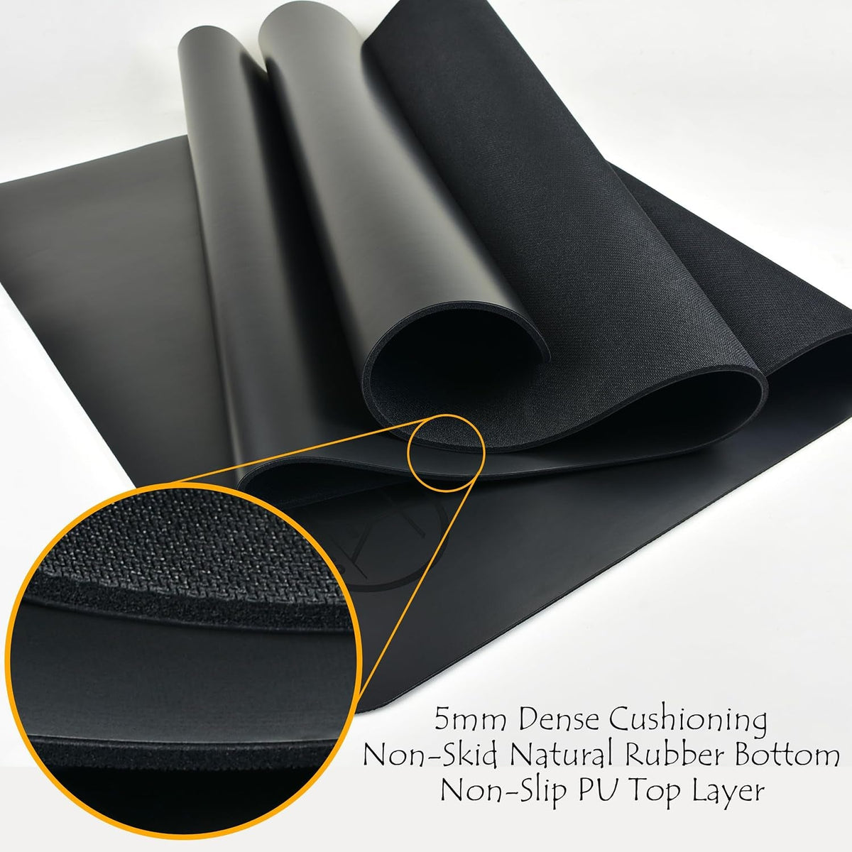 Hot Yoga Mat – Non-Slip Natural Rubber Mat with Carry Strap