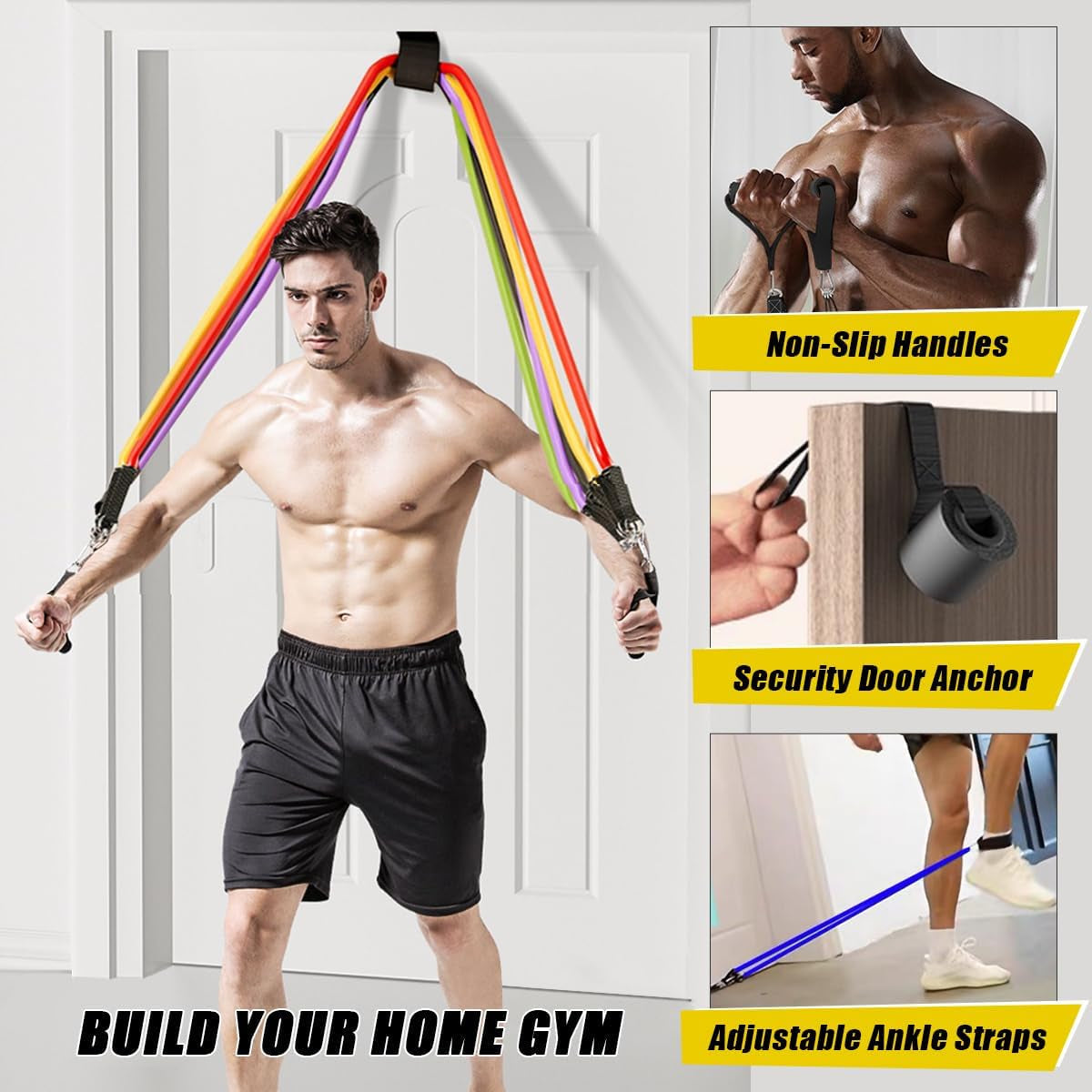 23-Piece Resistance Bands Set – 5 Stackable Exercise Bands