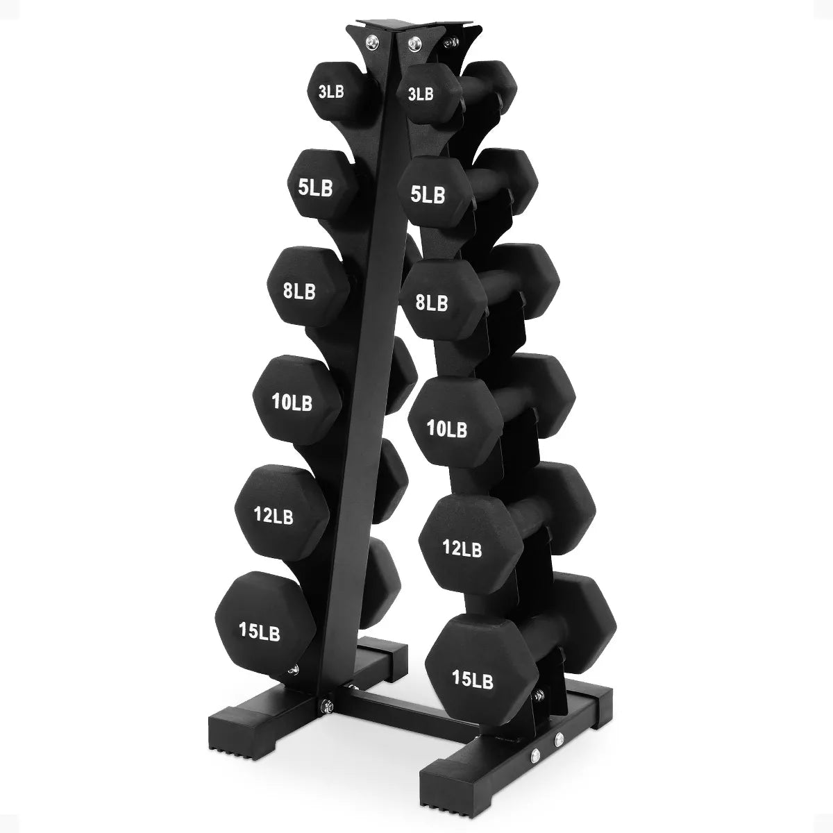 BalanceFrom 110LB Neoprene Dumbbell Set with Stand – 10 Pairs