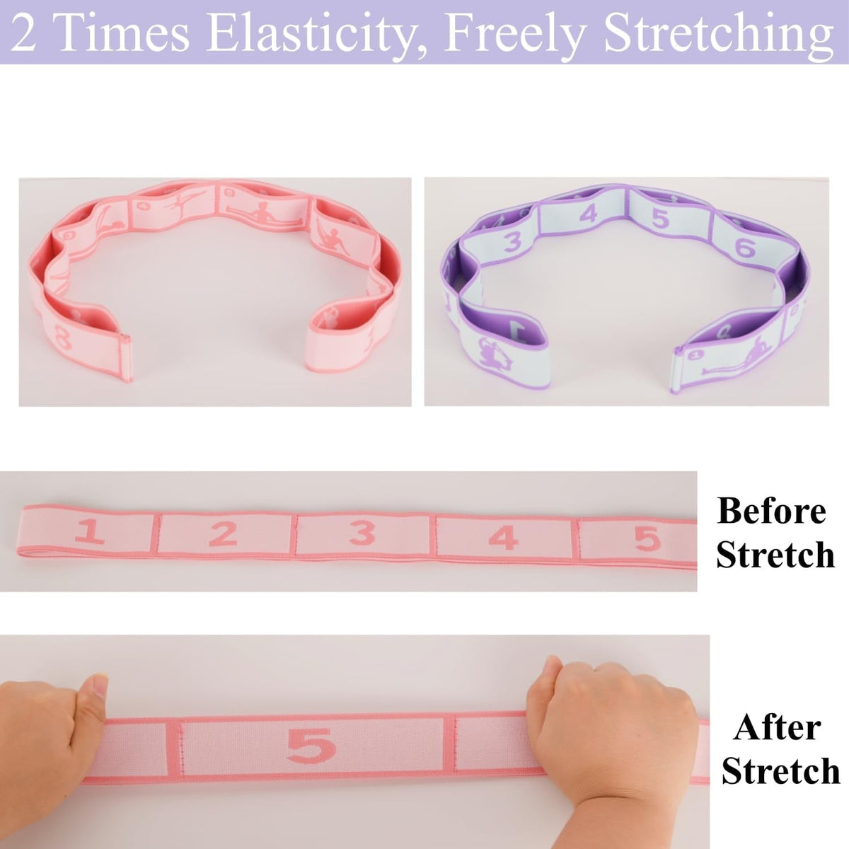 Elastic Yoga Stretching Strap with Loops – Pilates & Flexibility