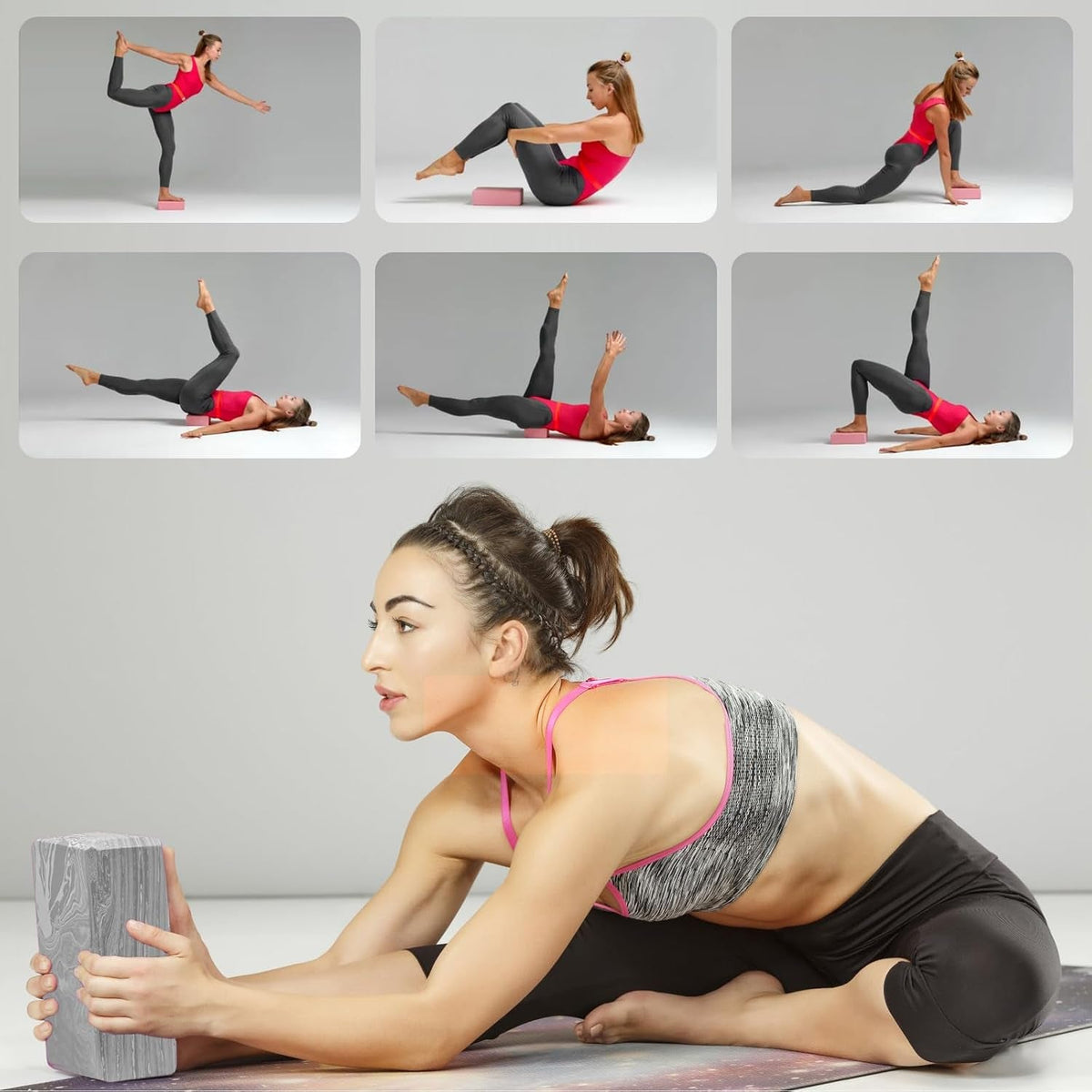 Yoga Blocks 2-Pack – High-Density Non-Slip EVA Foam, 9×6×3"