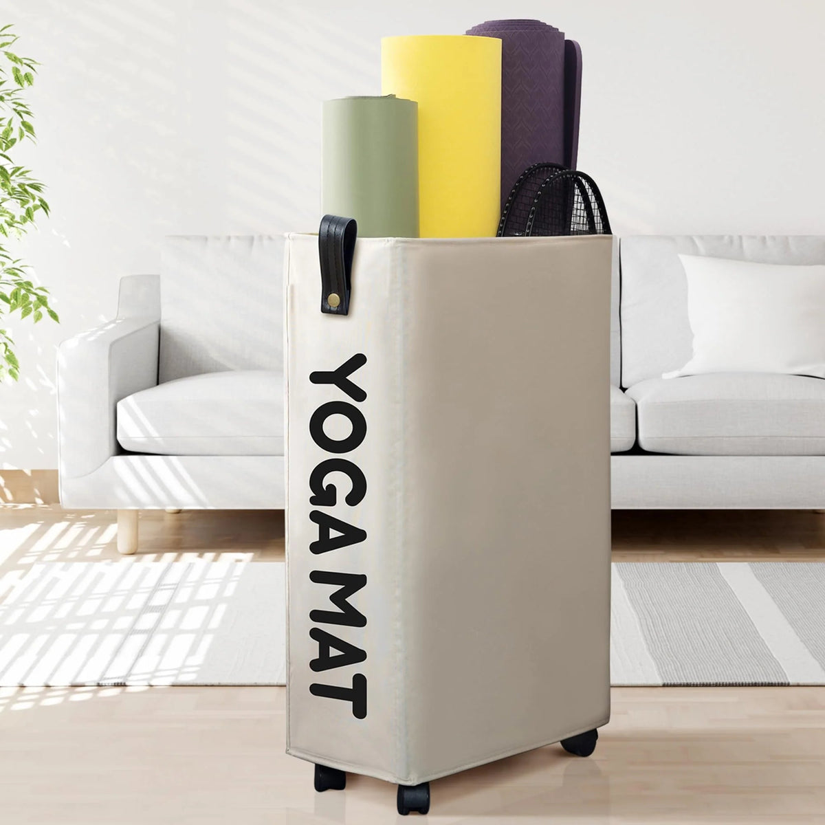 Yoga Mat Storage Rack – 27" Rolling Organizer with Wheels