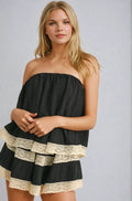 Isla Lace-Trim Layered Tube Romper