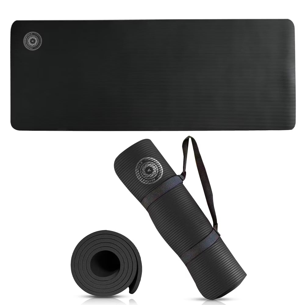 10mm Yoga Mat – Non-Slip Pilates & Fitness Mat with Carry Strap