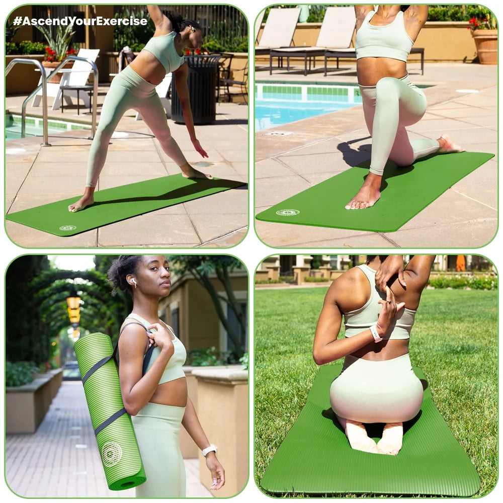 10mm Yoga Mat – Non-Slip Pilates & Fitness Mat with Carry Strap