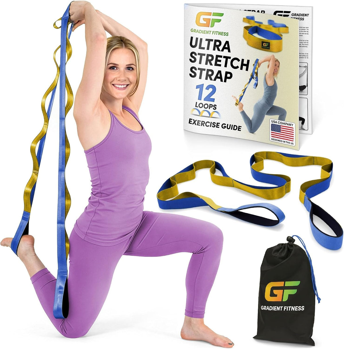 Physical Therapy Stretch Strap – 12 Loops, 1.5-Inch Wide