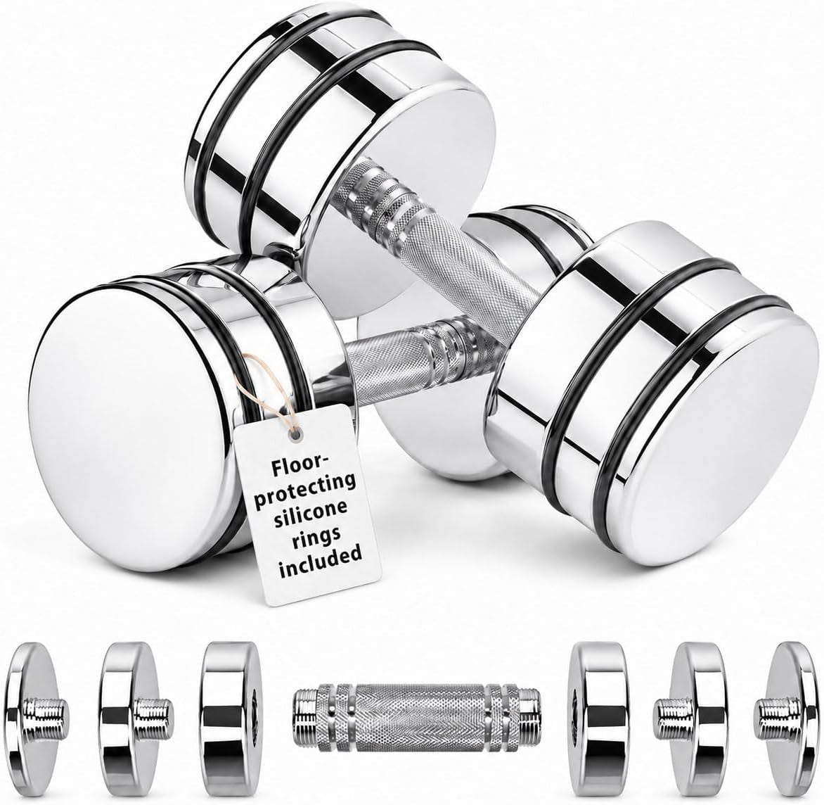Steel Adjustable Dumbbell – Ultracompact Chrome Weight