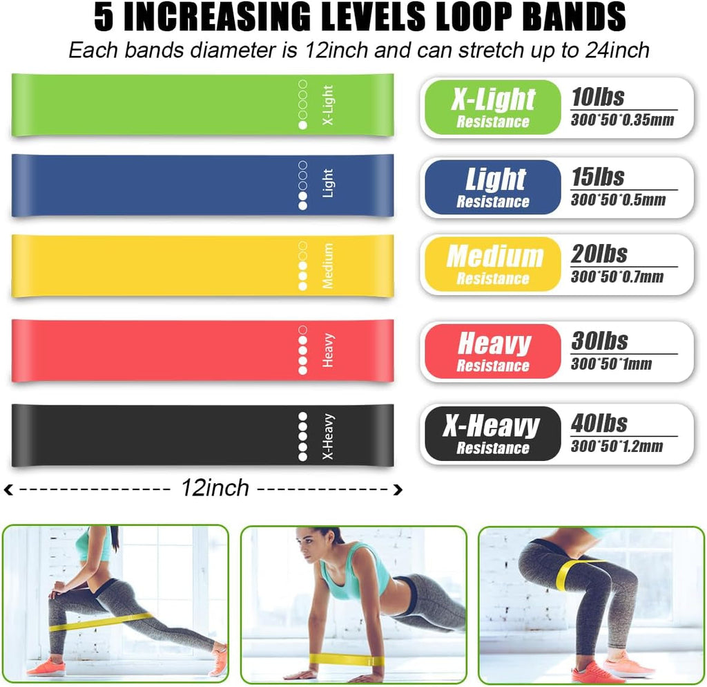 23-Piece Resistance Bands Set – 5 Stackable Exercise Bands