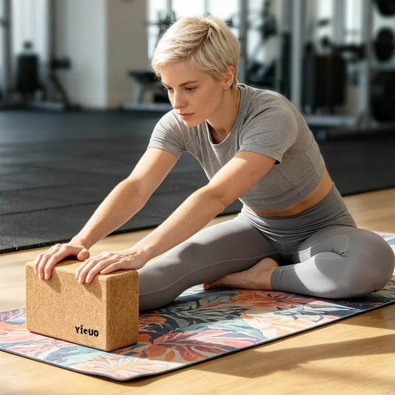 Cork Yoga Blocks 2-Pack – High-Density Non-Slip, 9×6×3"