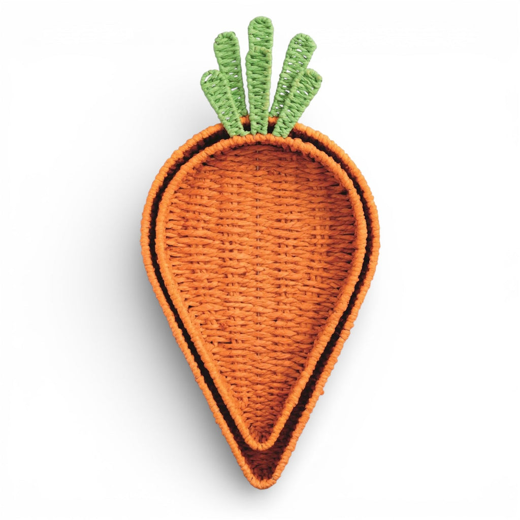Woven Carrot Paper Rope Nested Basket Tray (Set of 2)