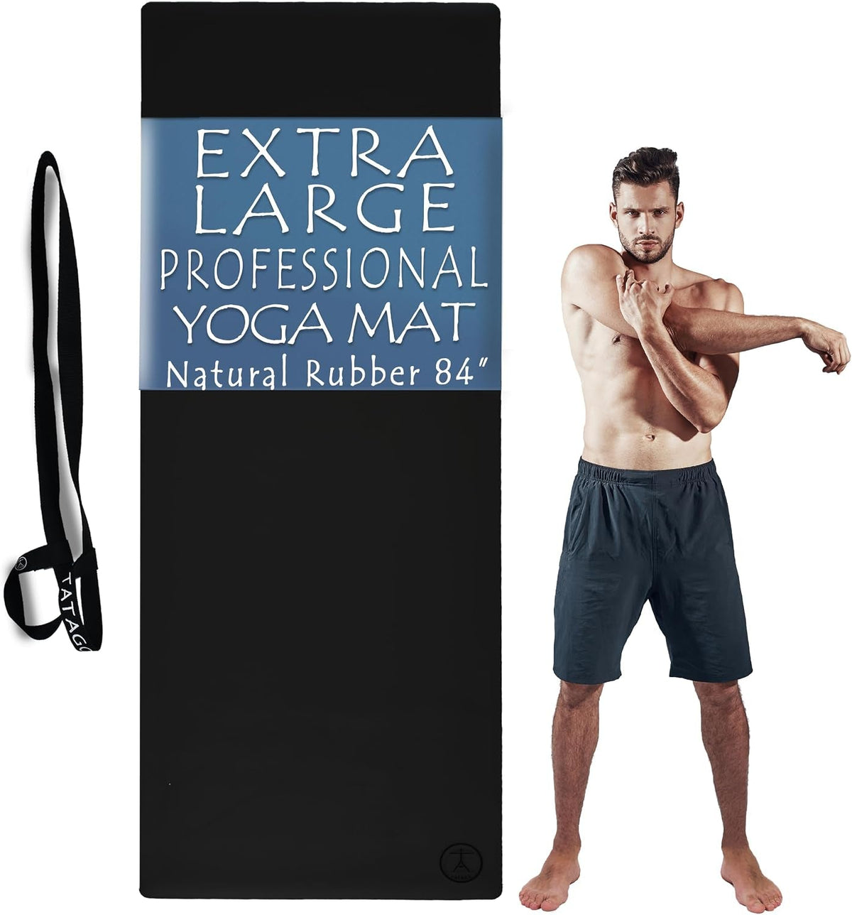 Hot Yoga Mat – Non-Slip Natural Rubber Mat with Carry Strap