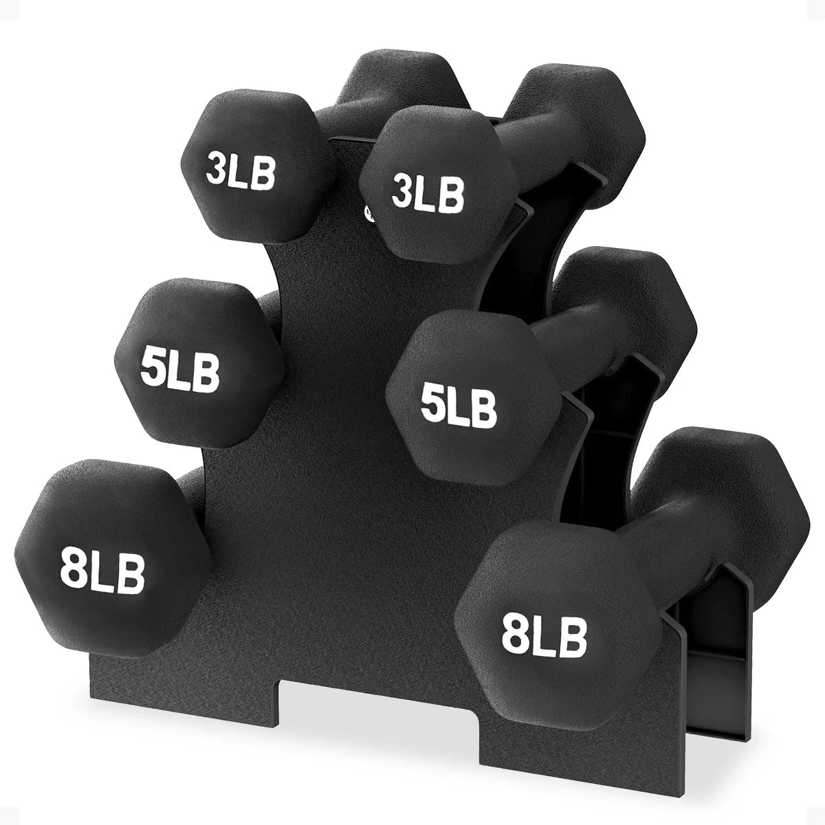 BalanceFrom 110LB Neoprene Dumbbell Set with Stand – 10 Pairs