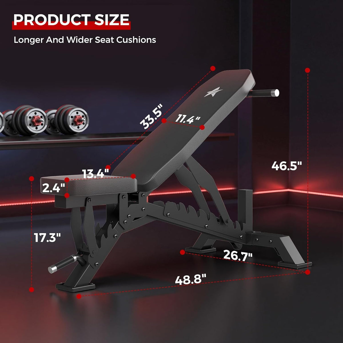 Adjustable Weight Bench – 1300LB Flat & Incline Home Gym Bench