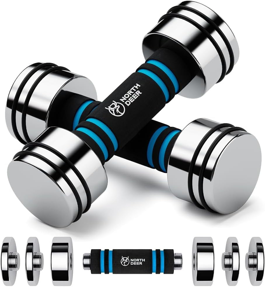 Steel Adjustable Dumbbell – Ultracompact Chrome Weight