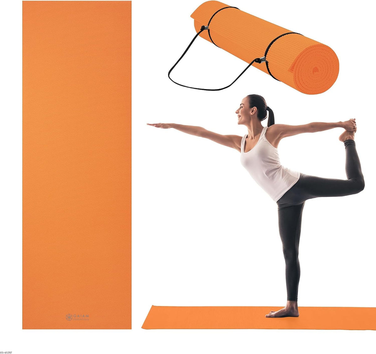Gaiam Essentials Yoga Mat – 1/4" Thick 6mm with Carrier Strap