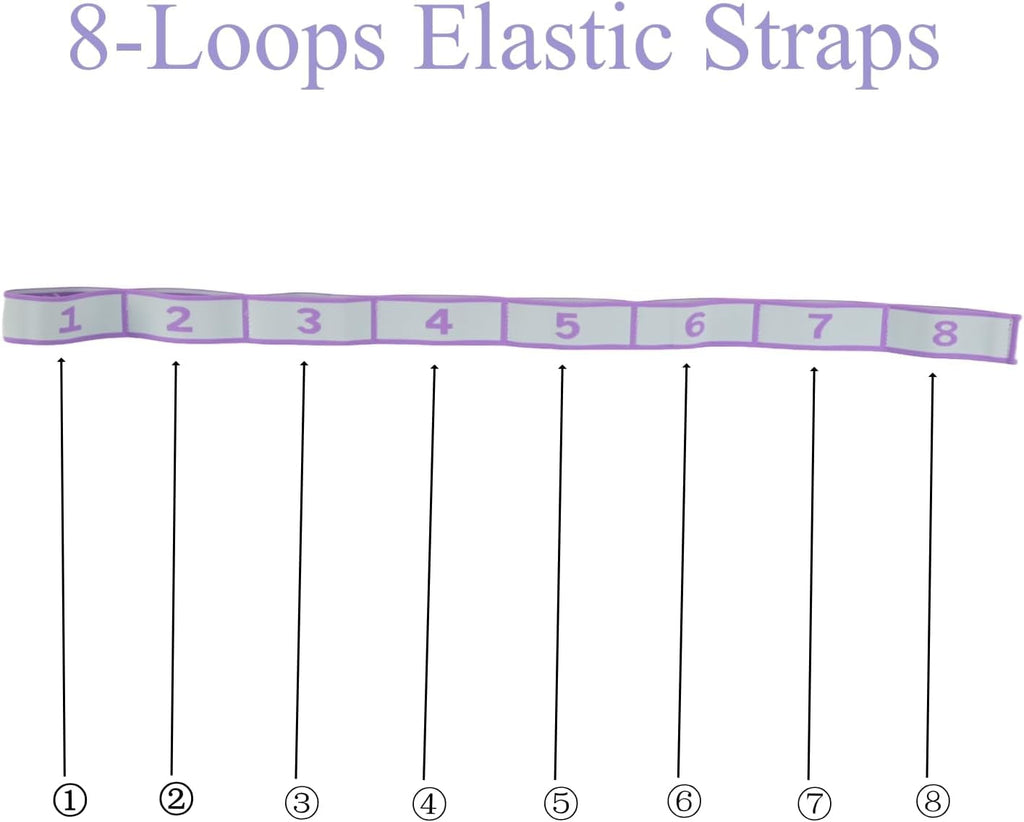 Elastic Yoga Stretching Strap with Loops – Pilates & Flexibility