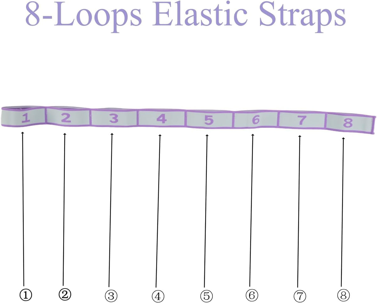 Elastic Yoga Stretching Strap with Loops – Pilates & Flexibility