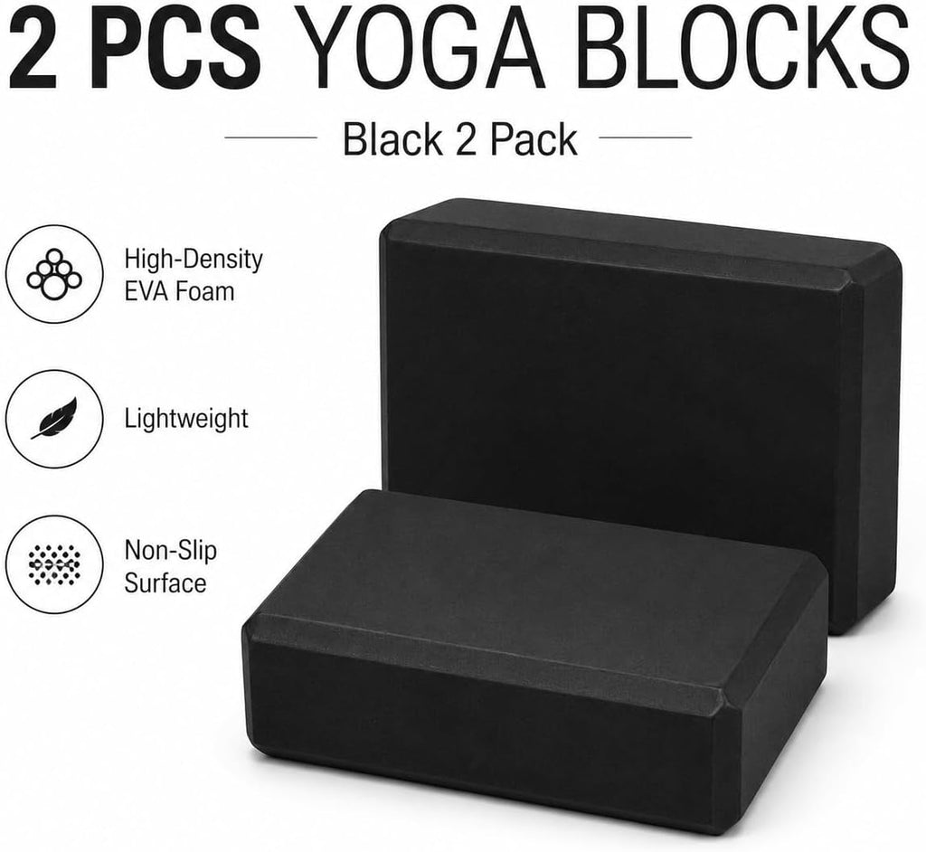 Yoga Blocks 2-Pack – Non-Slip Fitness & Pilates Blocks for Stretching