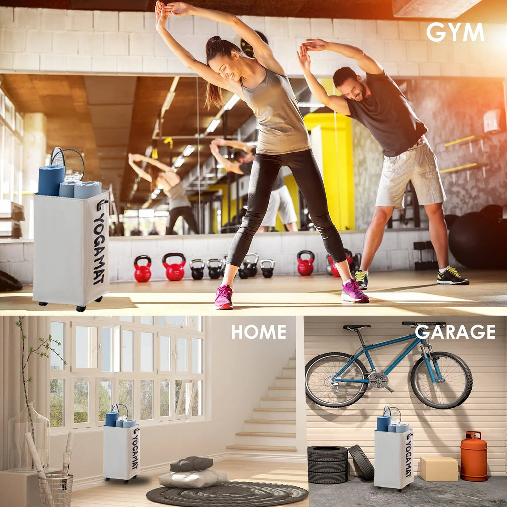 Yoga Mat Storage Rack – 27" Rolling Organizer with Wheels