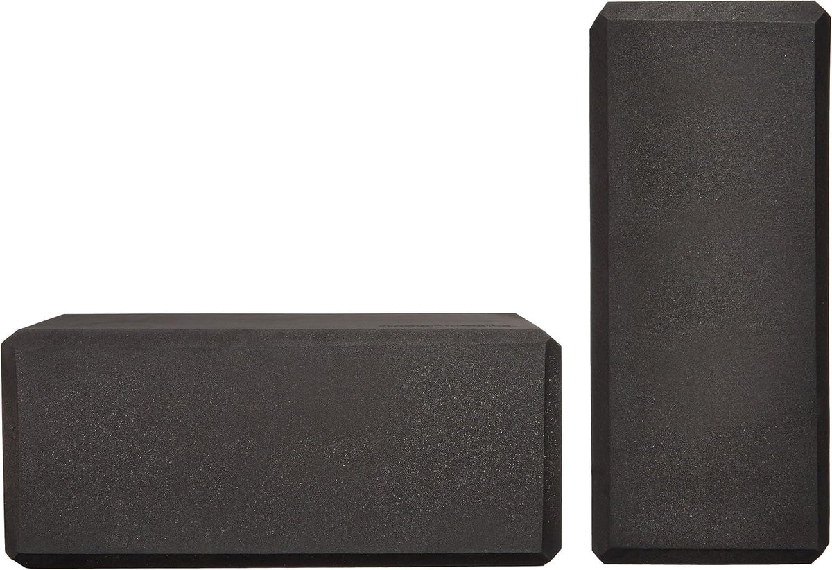 Non-Slip Yoga Blocks Set of 2 – 4×9×6" Black EVA Foam
