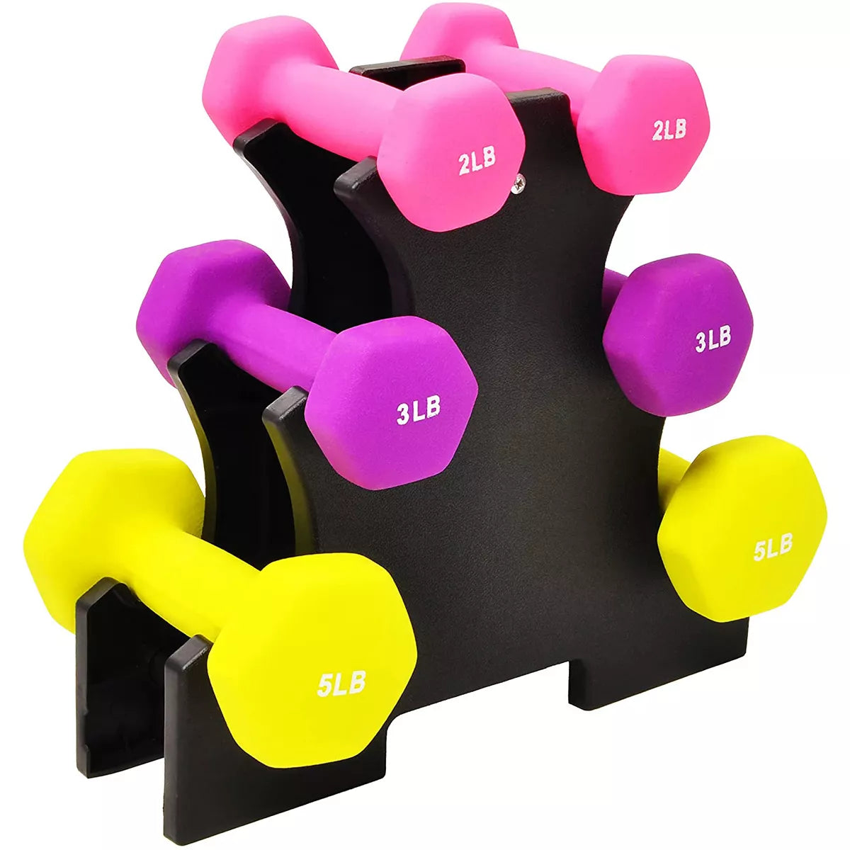 BalanceFrom 110LB Neoprene Dumbbell Set with Stand – 10 Pairs