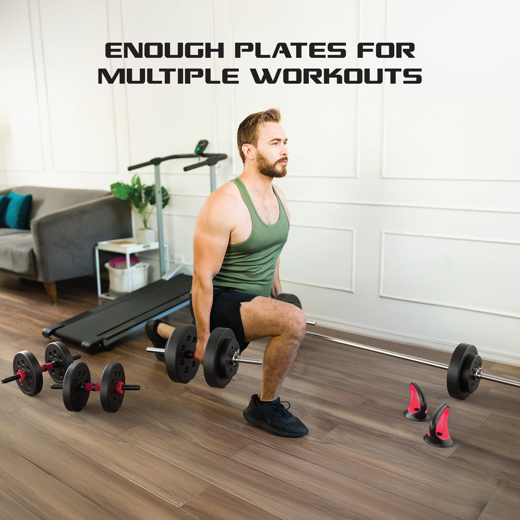 Smartbell Gym 100LB Adjustable Dumbbell & Barbell Weight Set