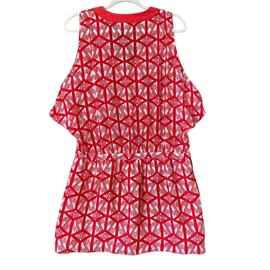 Leifsdottir Womens Size 8 V Neck Sleeveless Adjustable Waist Lined Mini Dress