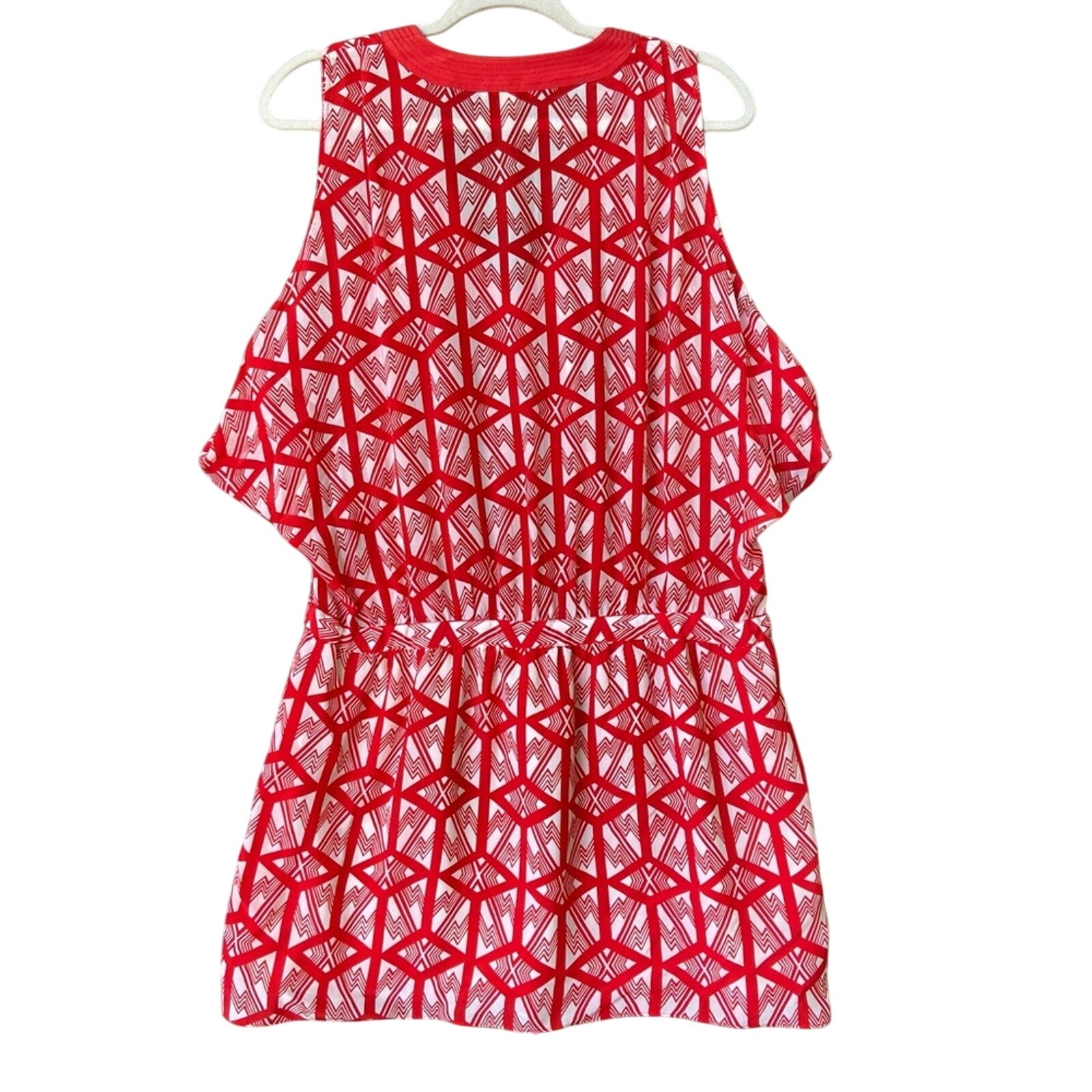 Leifsdottir Womens Size 8 V Neck Sleeveless Adjustable Waist Lined Mini Dress