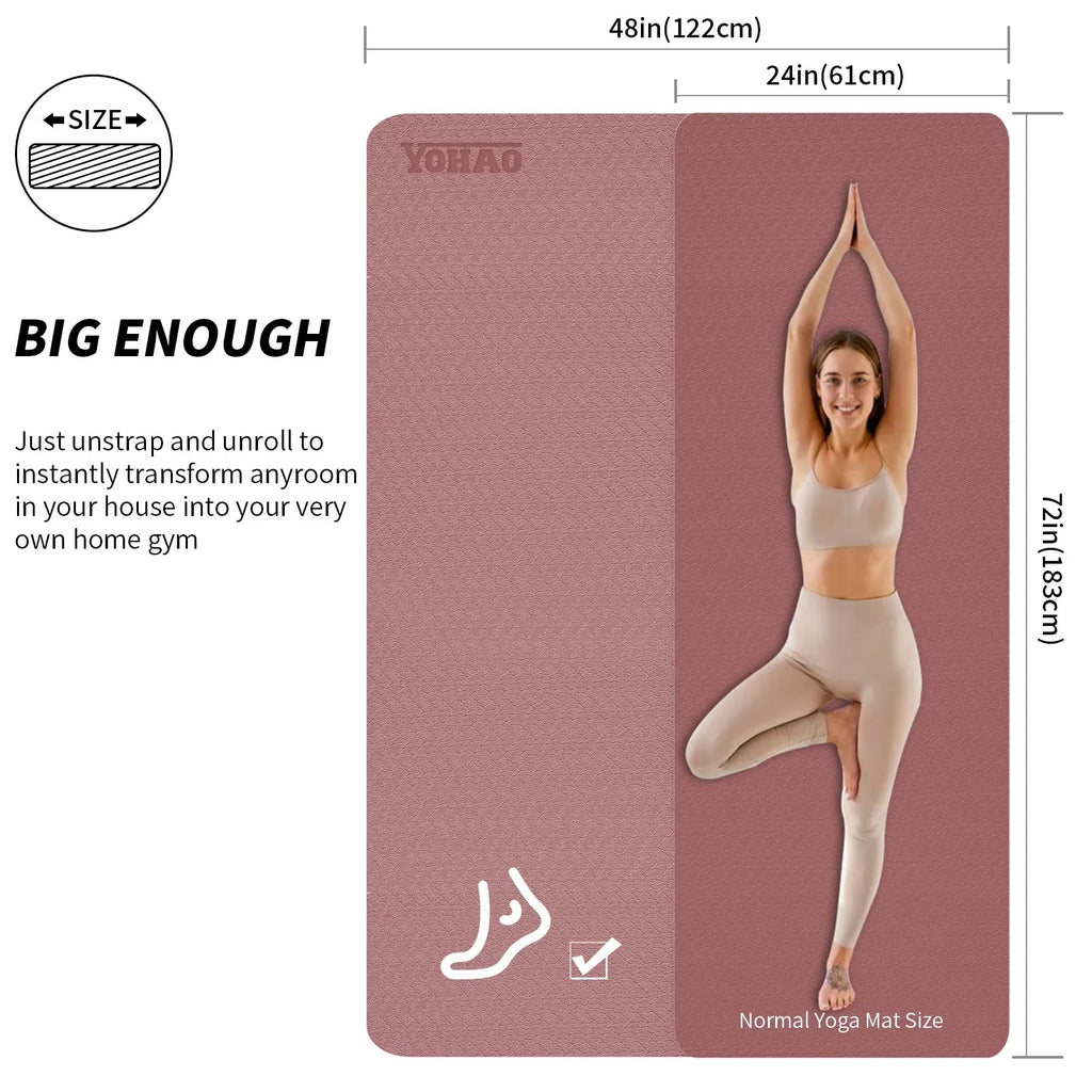 Extra-Large Yoga Mat 6×4FT – 8mm Thick Non-Slip Workout Mat