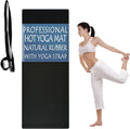 Hot Yoga Mat – Non-Slip Natural Rubber Mat with Carry Strap
