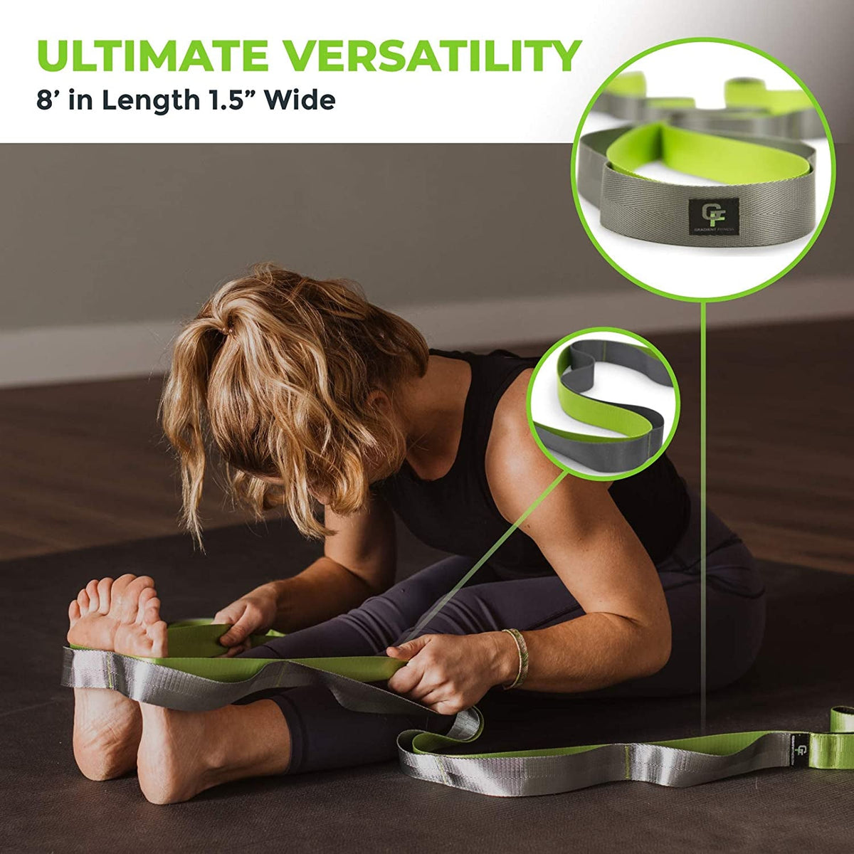Physical Therapy Stretch Strap – 12 Loops, 1.5-Inch Wide