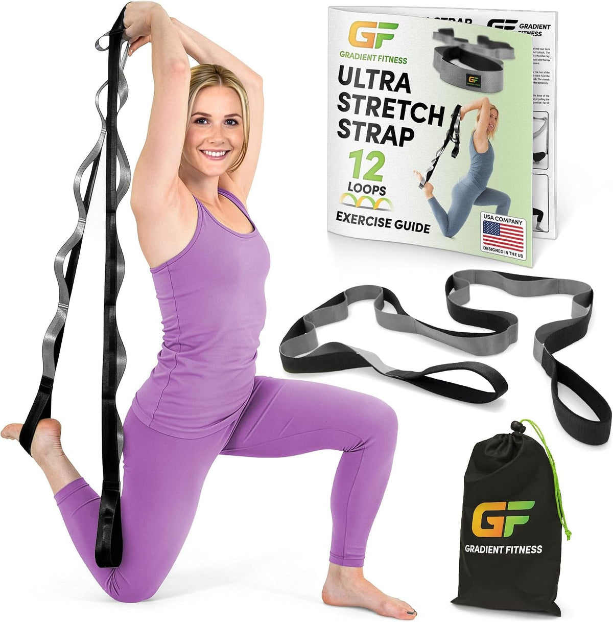 Physical Therapy Stretch Strap – 12 Loops, 1.5-Inch Wide