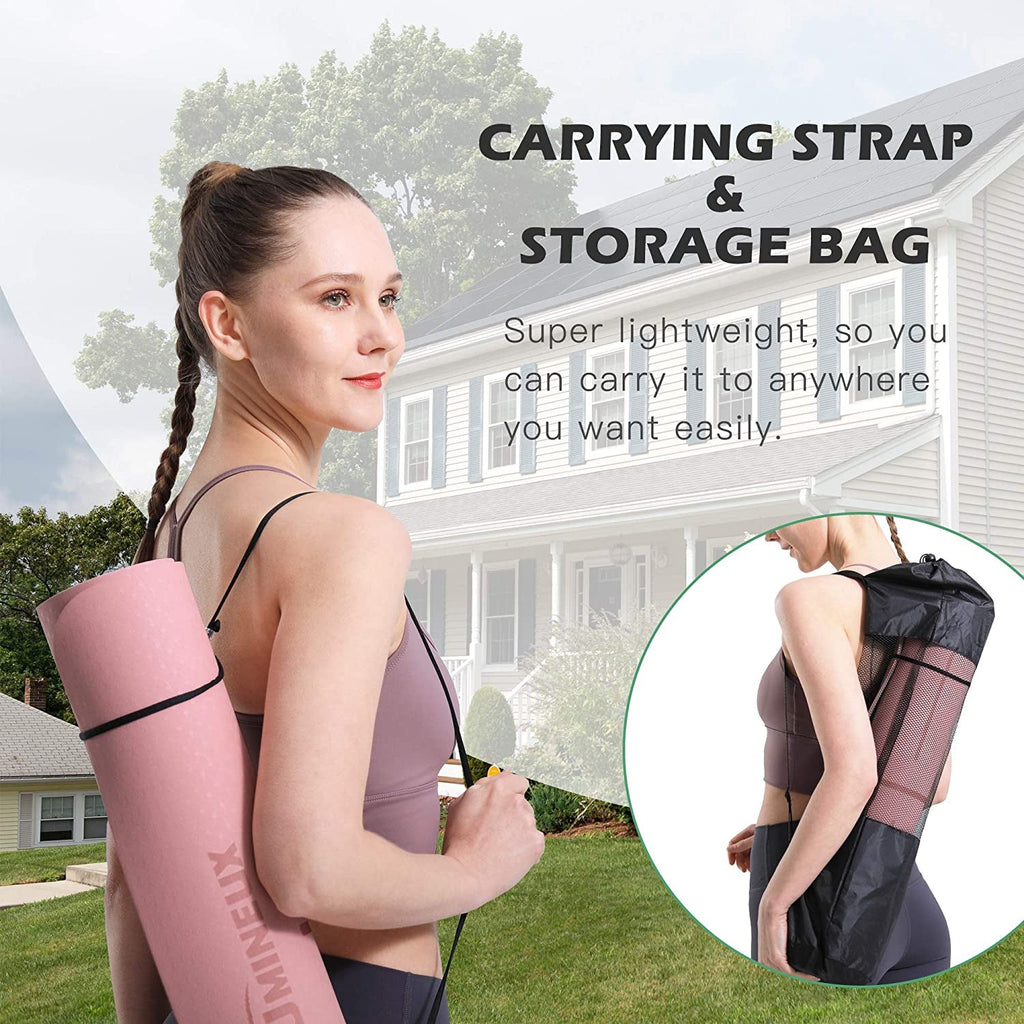 Extra-Thick TPE Yoga Mat – Non-Slip Mat with Sling & Storage Bag