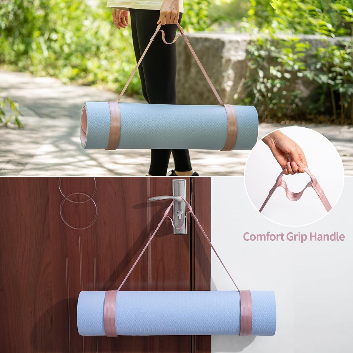 Yoga Mat Strap – Adjustable Hook & Loop Closure Carrier