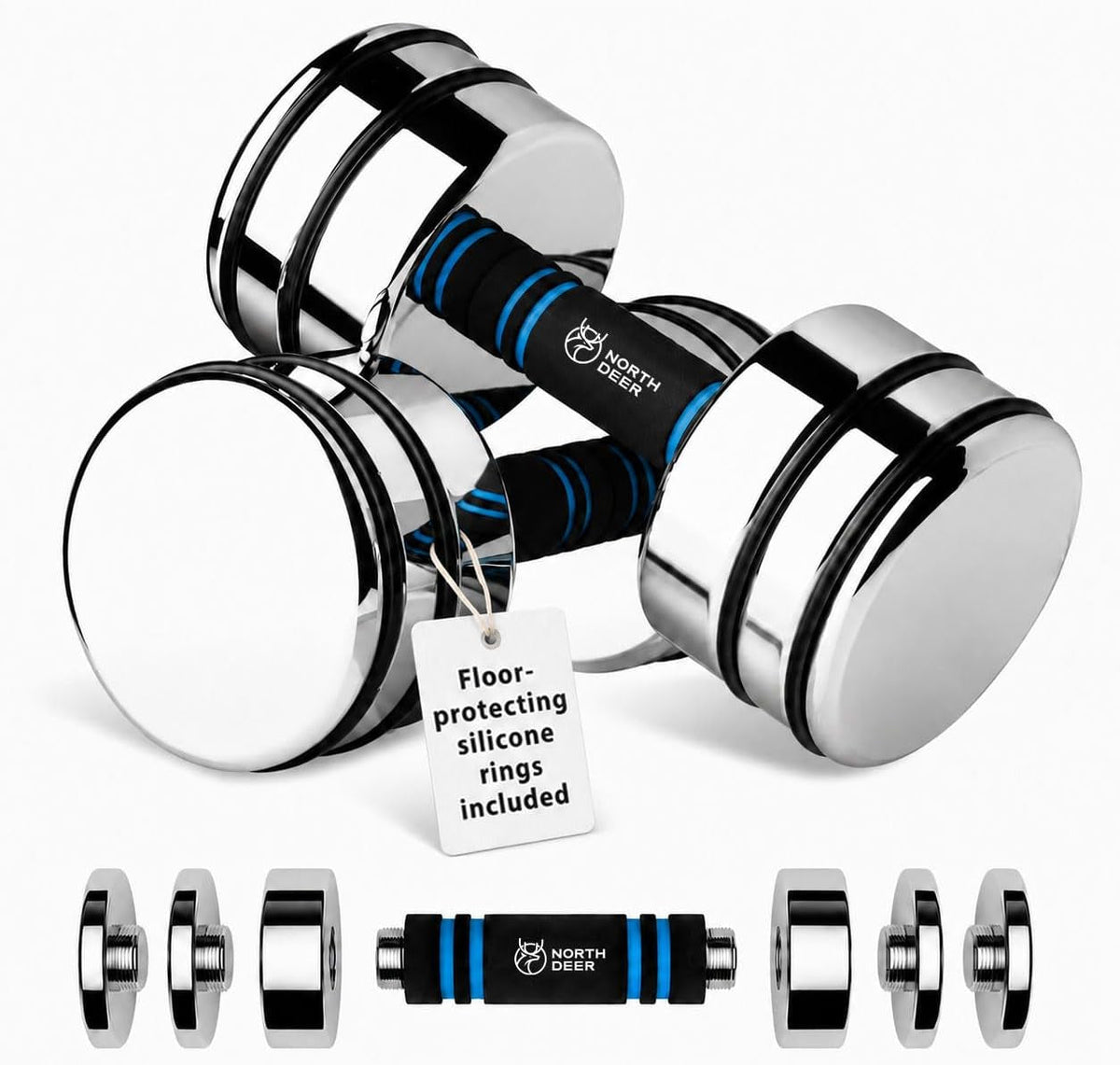 Steel Adjustable Dumbbell – Ultracompact Chrome Weight