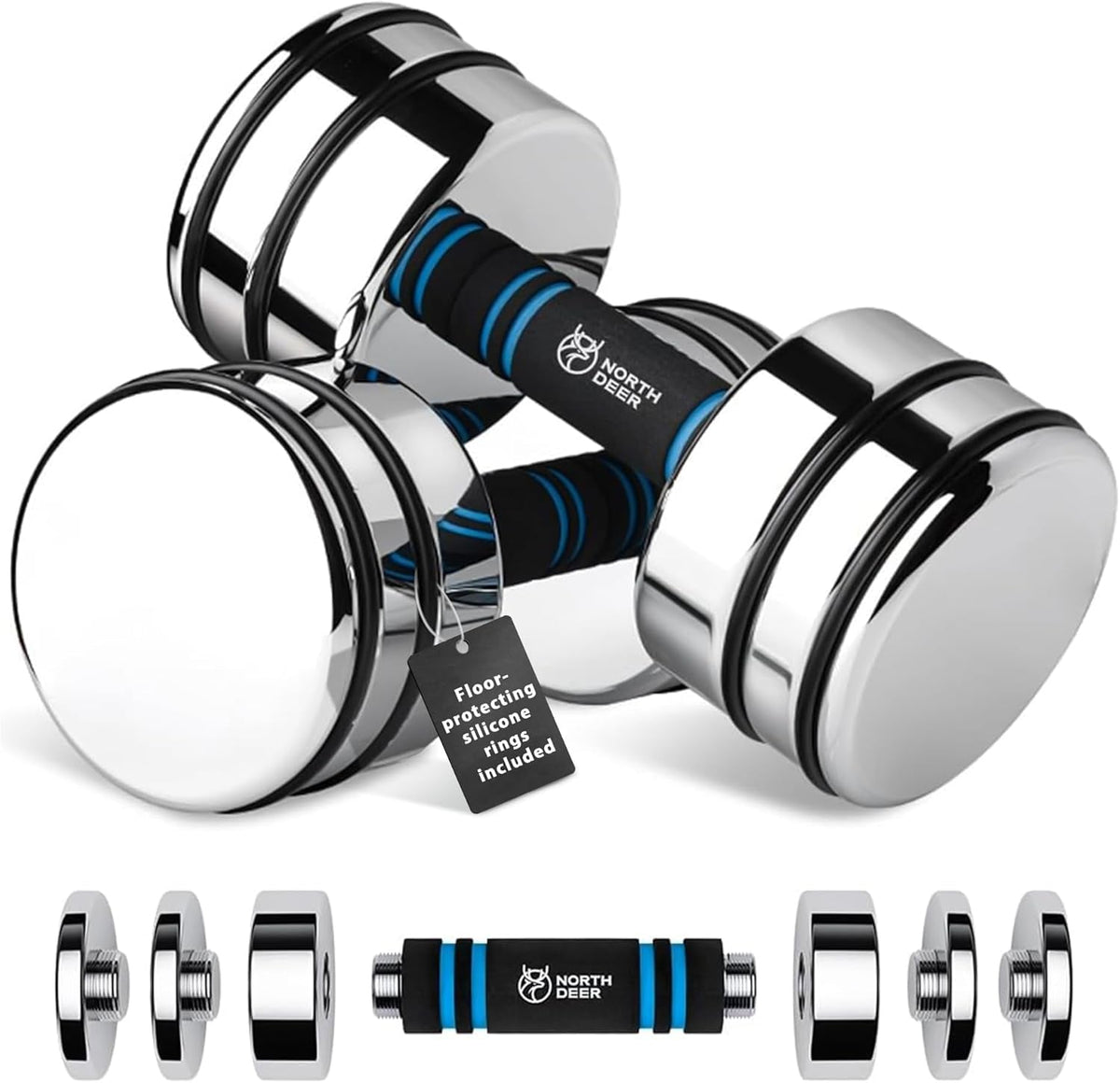 Steel Adjustable Dumbbell – Ultracompact Chrome Weight