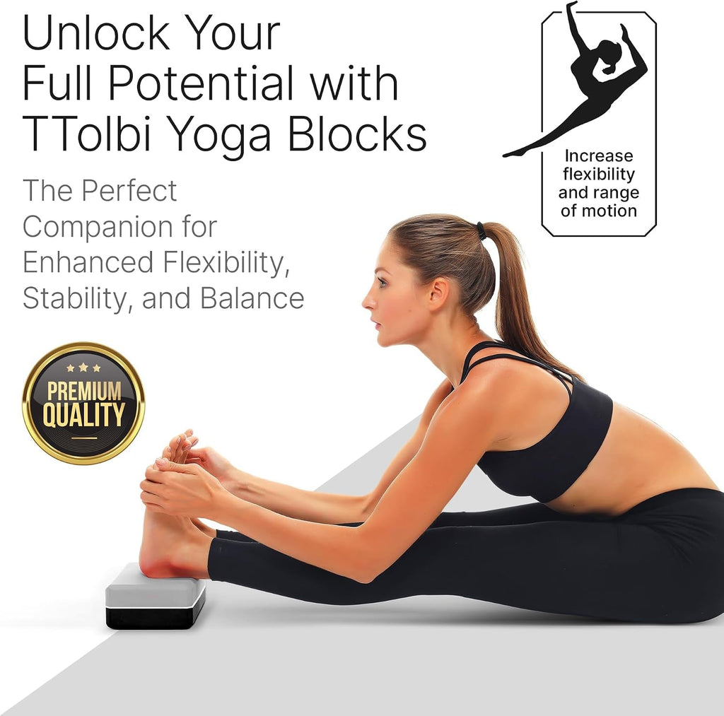 Yoga Blocks 2-Pack with Strap & Guide – Soft Non-Slip EVA Foam