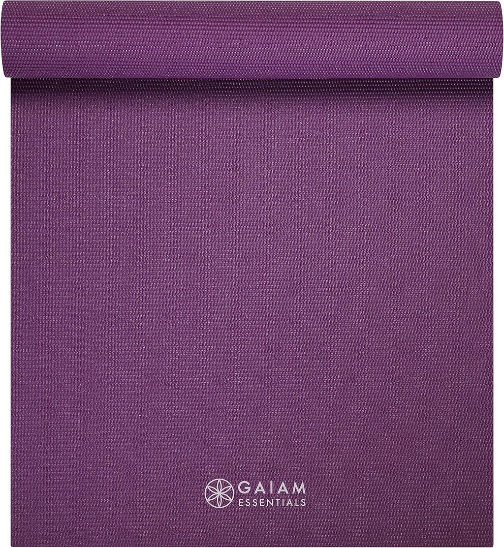 Gaiam Essentials Yoga Mat – 1/4" Thick 6mm with Carrier Strap