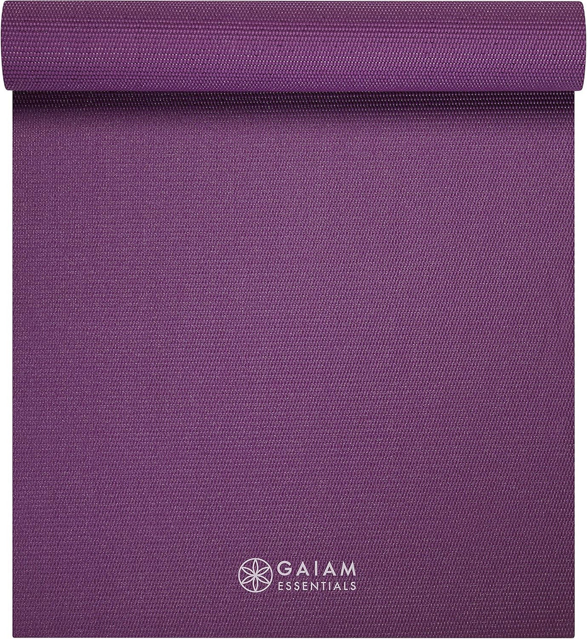Gaiam Essentials Yoga Mat – 1/4" Thick 6mm with Carrier Strap
