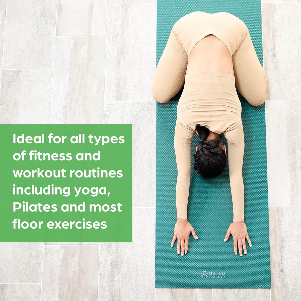 Gaiam Essentials Yoga Mat – 1/4" Thick 6mm with Carrier Strap