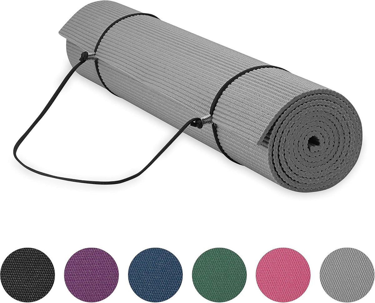 Gaiam Essentials Yoga Mat – 1/4" Thick 6mm with Carrier Strap