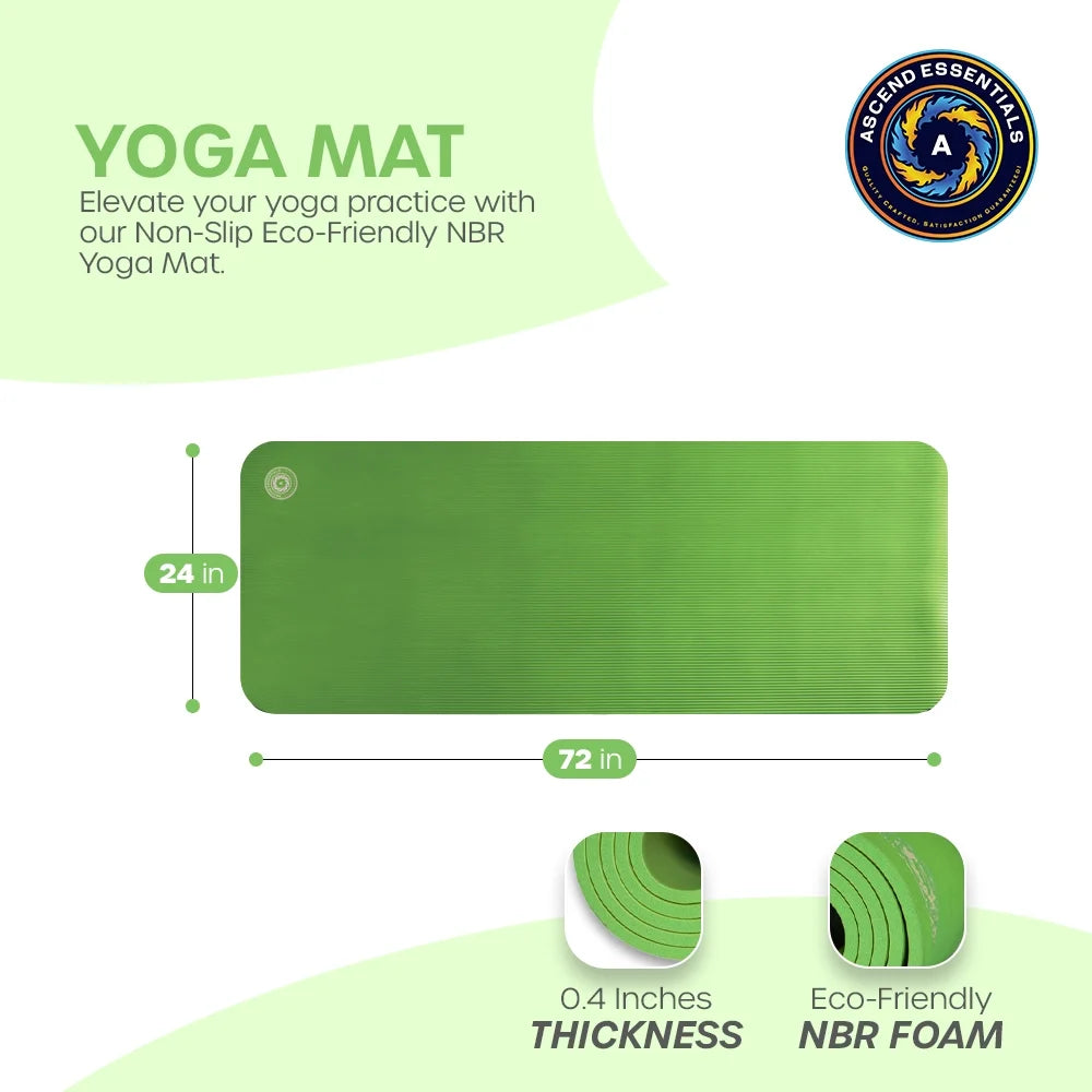 10mm Yoga Mat – Non-Slip Pilates & Fitness Mat with Carry Strap