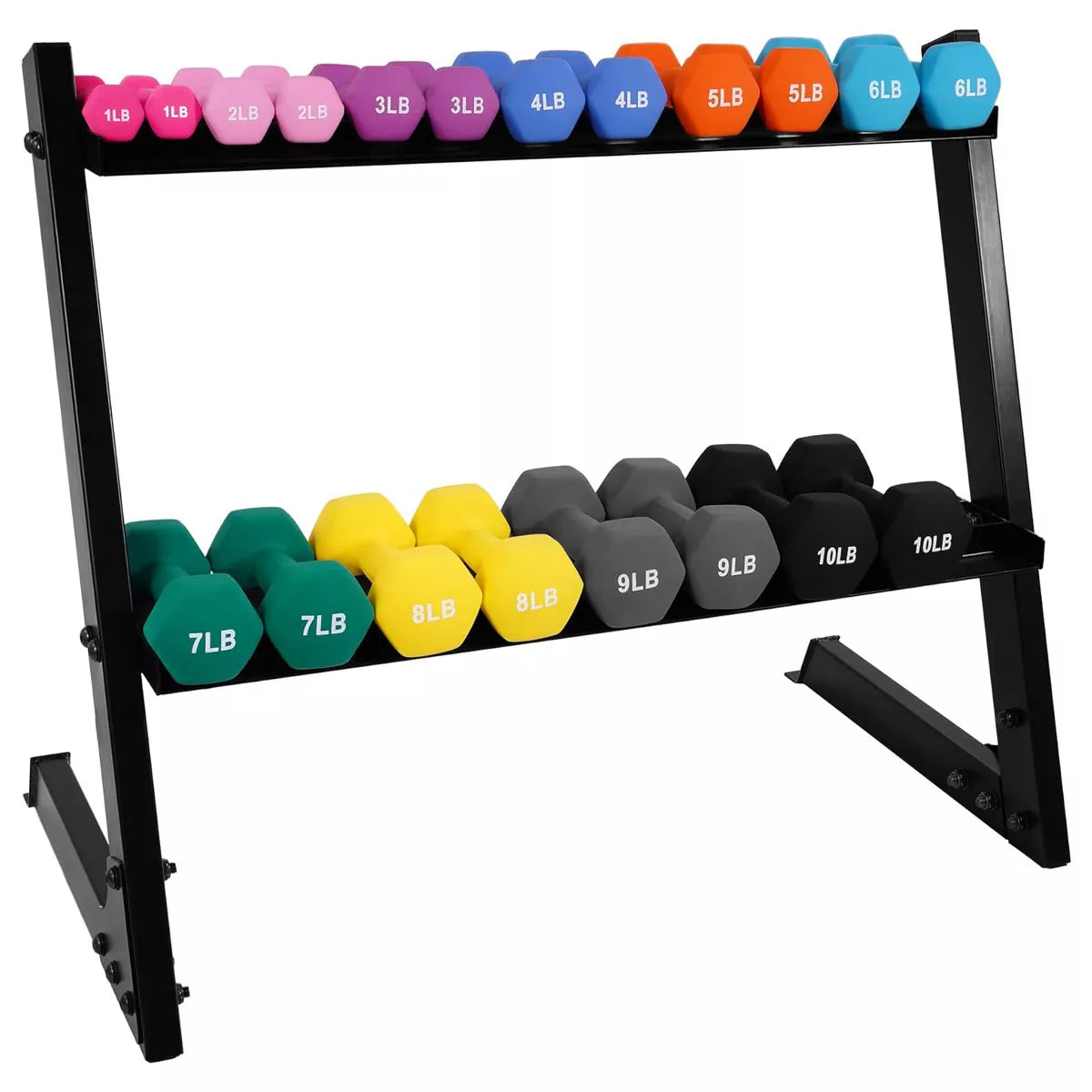 BalanceFrom 110LB Neoprene Dumbbell Set with Stand – 10 Pairs