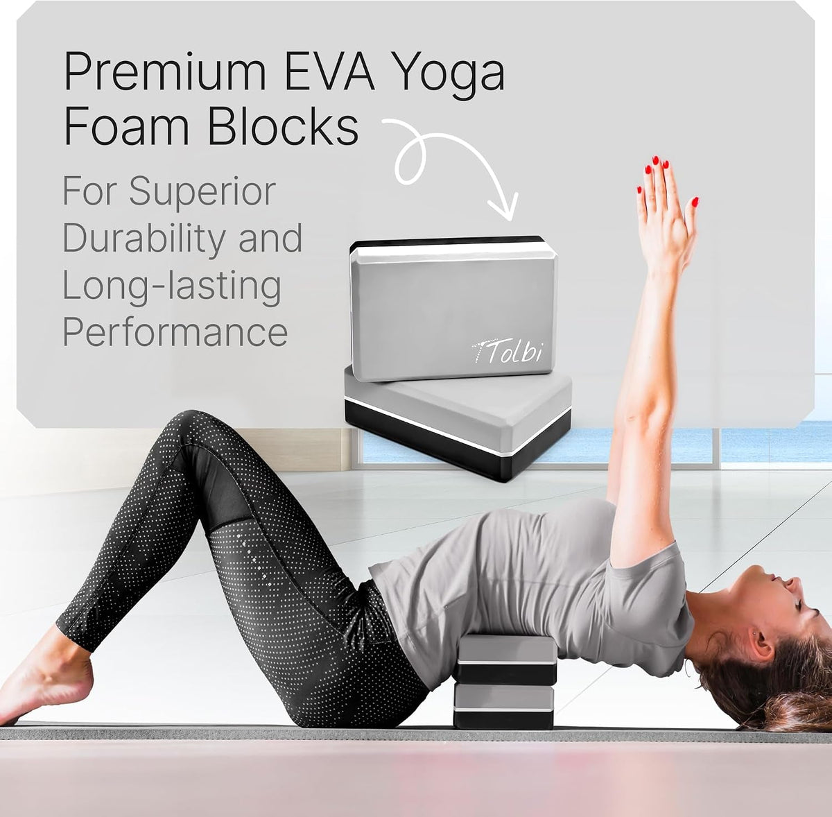 Yoga Blocks 2-Pack with Strap & Guide – Soft Non-Slip EVA Foam