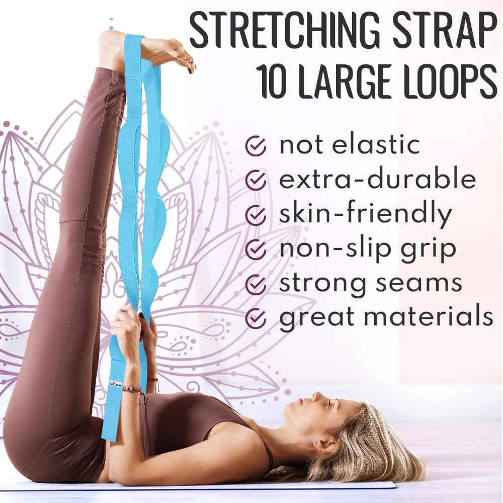 Stretching Strap with 10 Loops – Physical Therapy & Rehab Exercise
